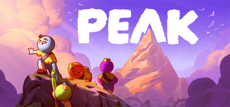 Official PEAK Steam key art showing scout characters climbing a mountain